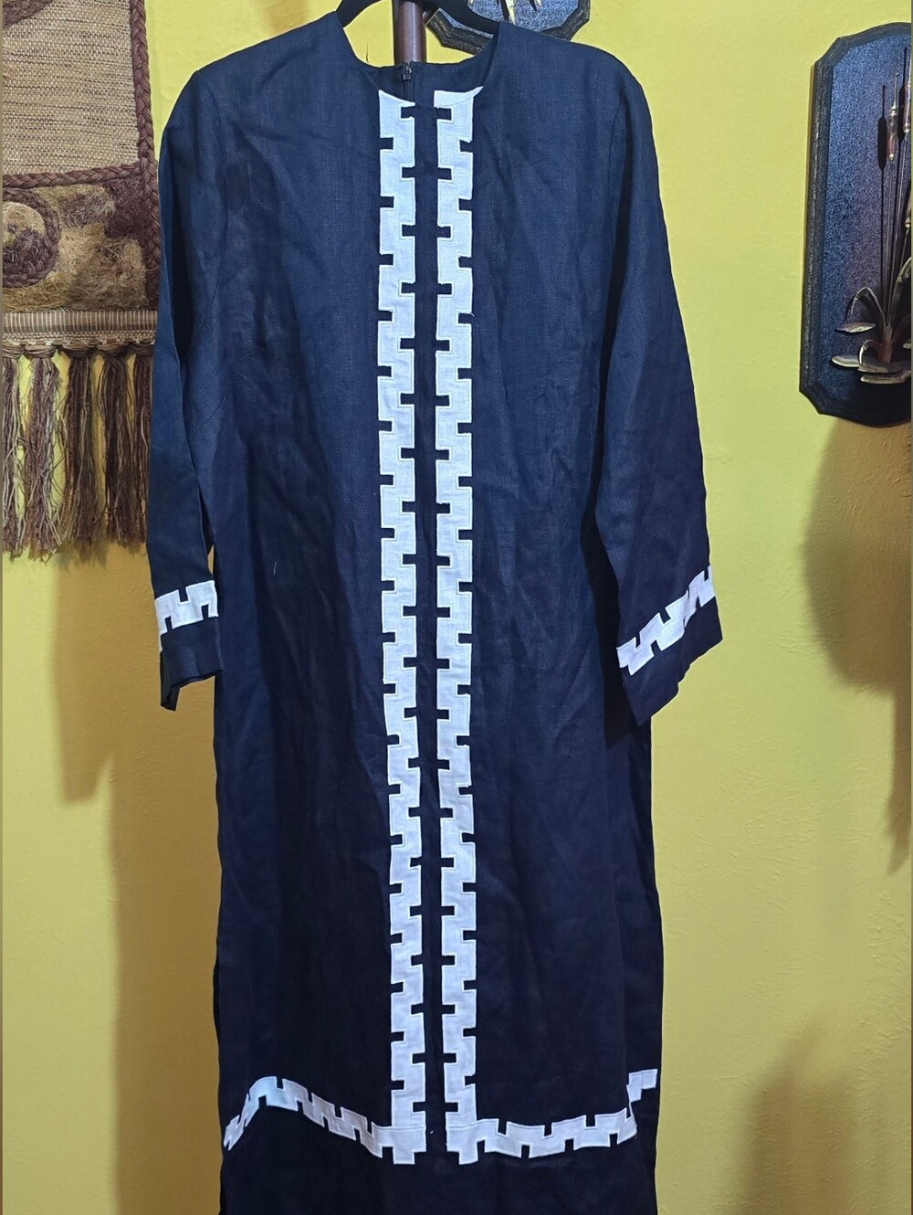 Tuckernuck x Atlantic-Pacific Hartman Linen Embroidered Dress navy blue Sz XXL